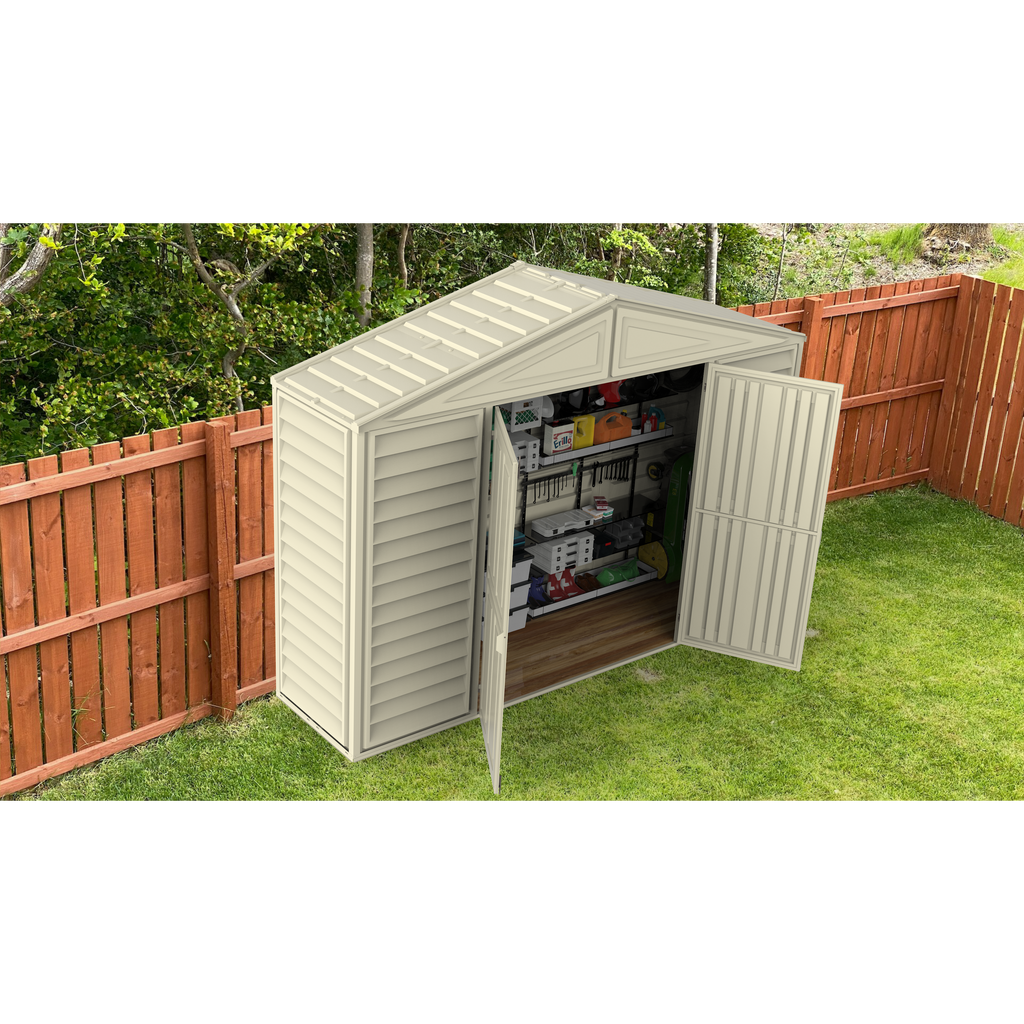 DuraMax 10.5ft x 2.75ft SidePro Plastic Vinyl Shed with Foundation Kit 98001