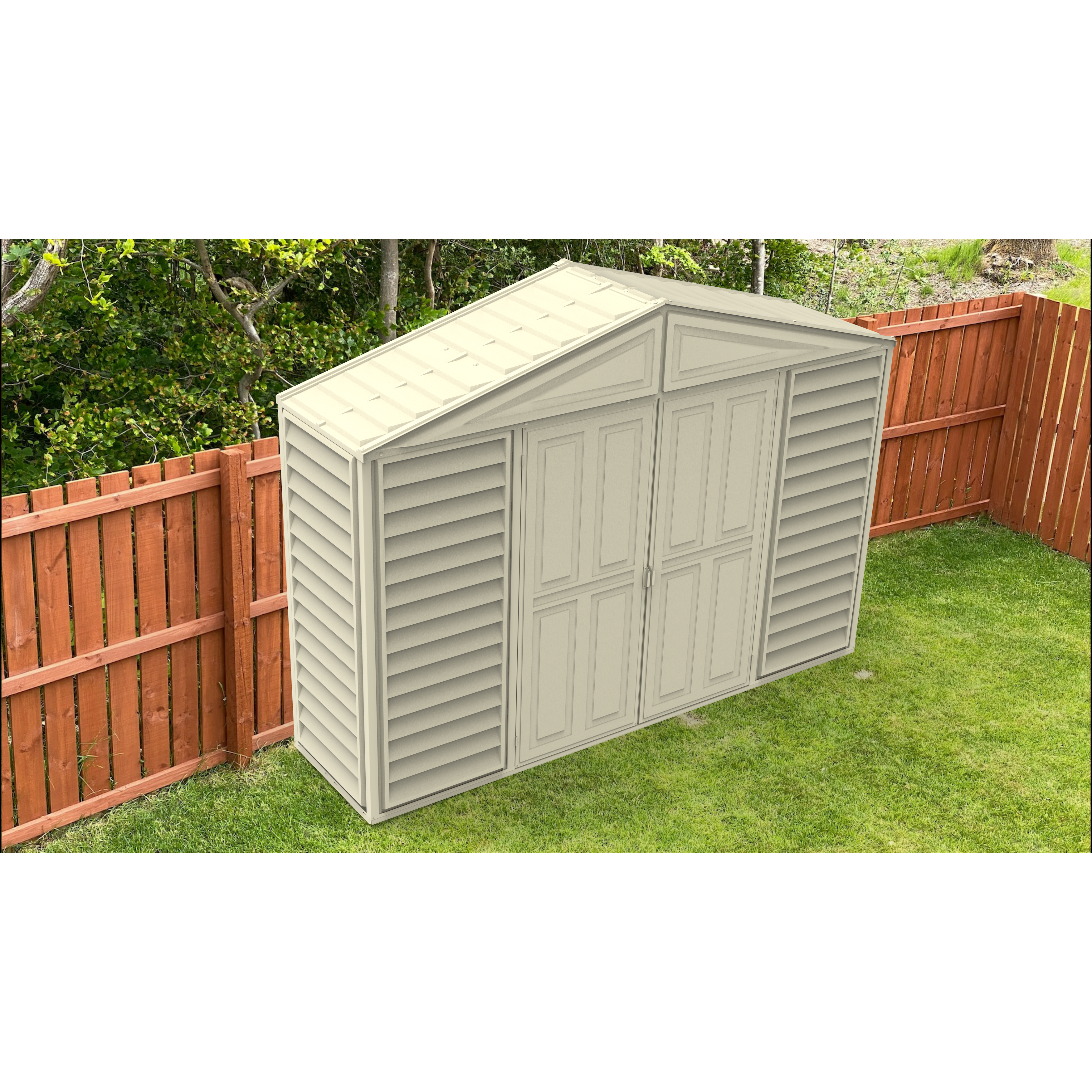 DuraMax 10.5ft x 2.75ft SidePro Plastic Vinyl Shed with Foundation Kit 98001