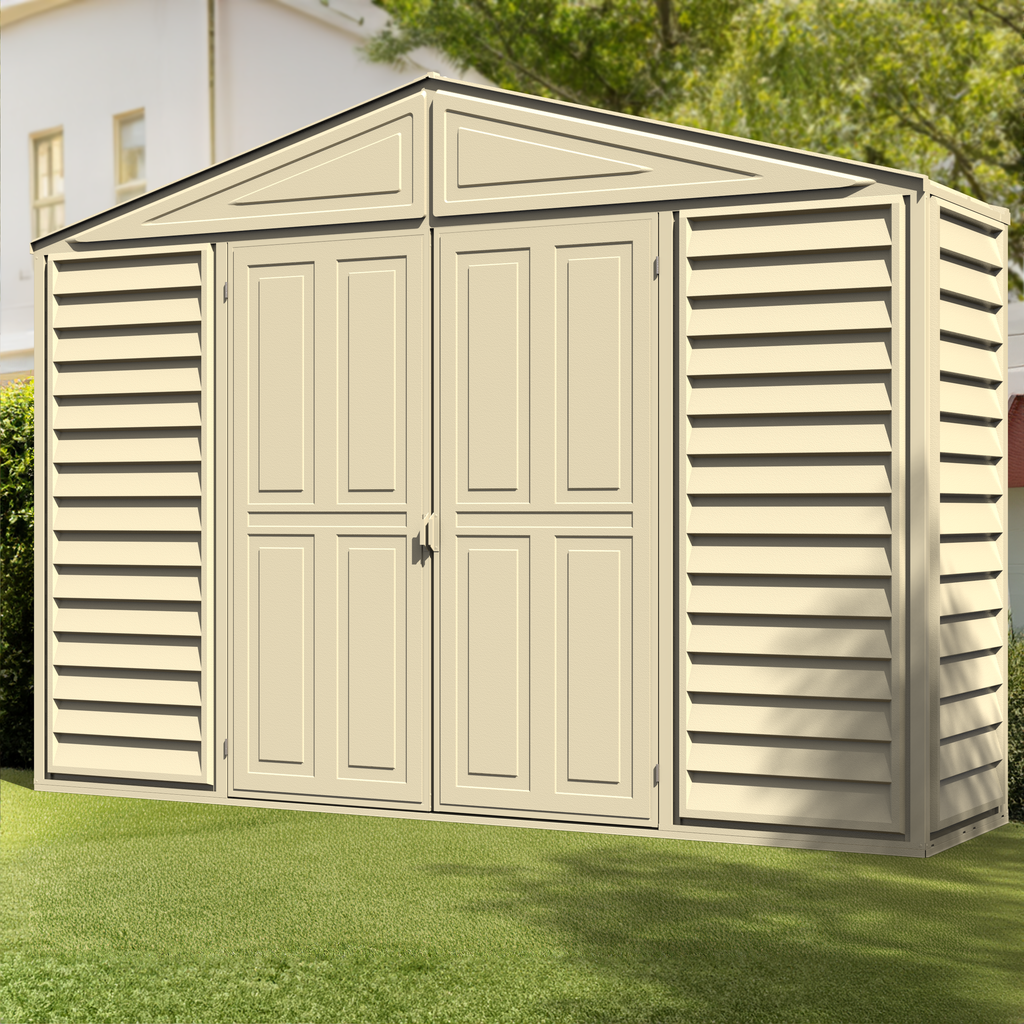 DuraMax 10.5ft x 2.75ft SidePro Plastic Vinyl Shed with Foundation Kit 98001