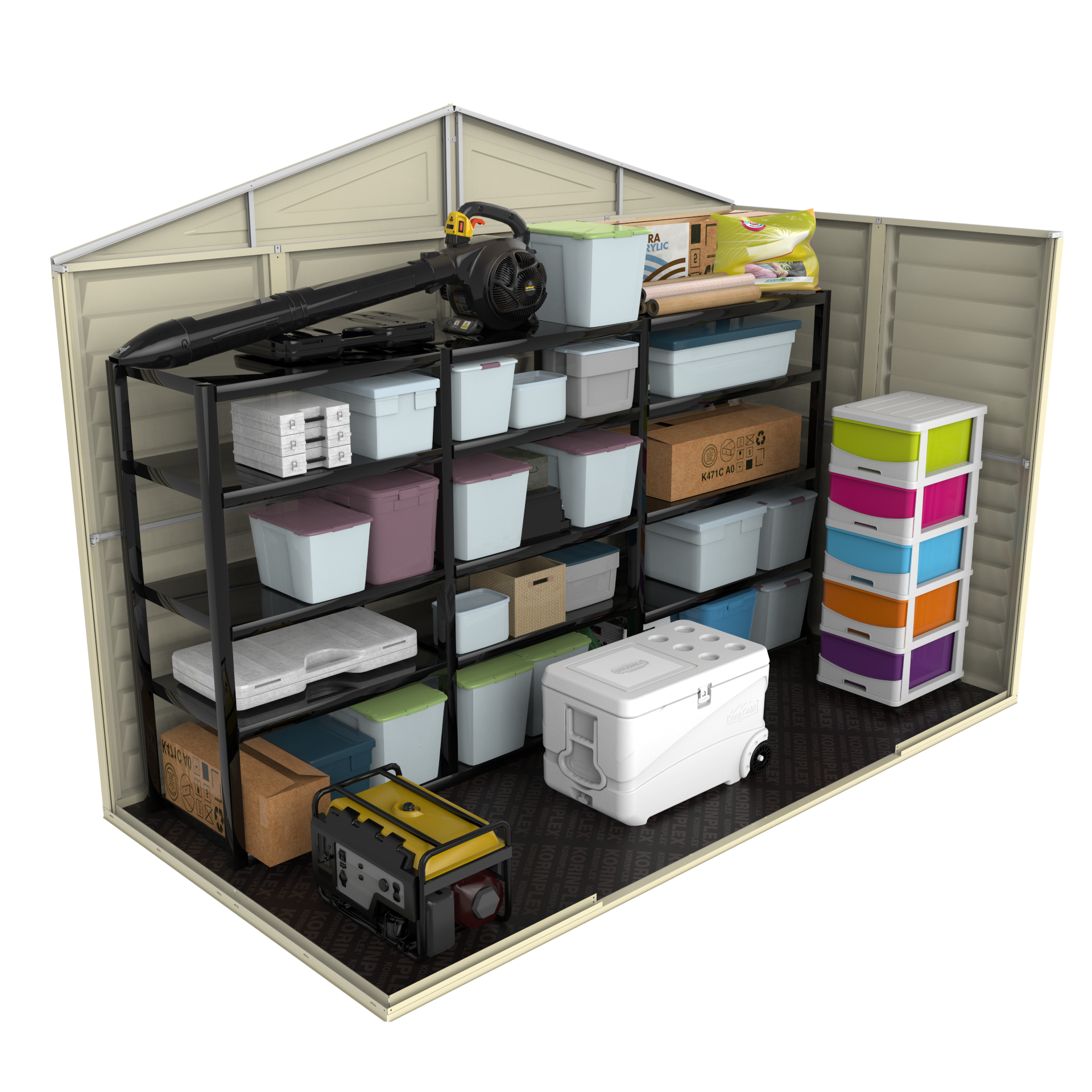 DuraMax 10.5ft x 5ft Woodbridge Plastic Vinyl Shed with Foundation Kit 00283