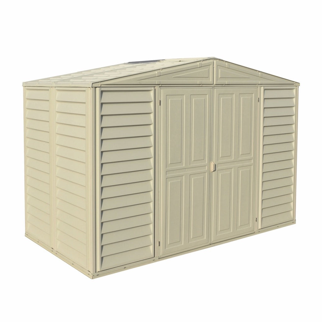 DuraMax 10.5ft x 5ft Woodbridge Plastic Vinyl Shed with Foundation Kit 00283