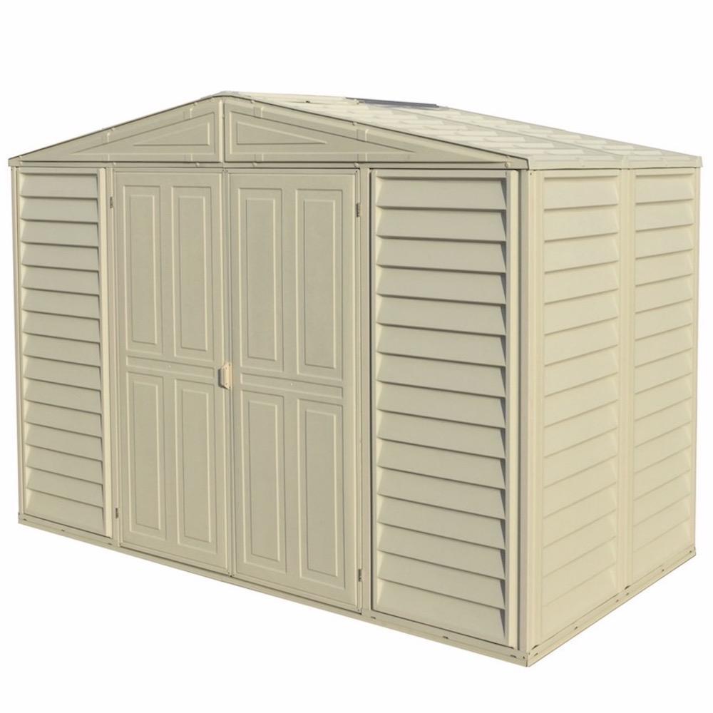 DuraMax 10.5ft x 5ft Woodbridge Plastic Vinyl Shed with Foundation Kit 00283
