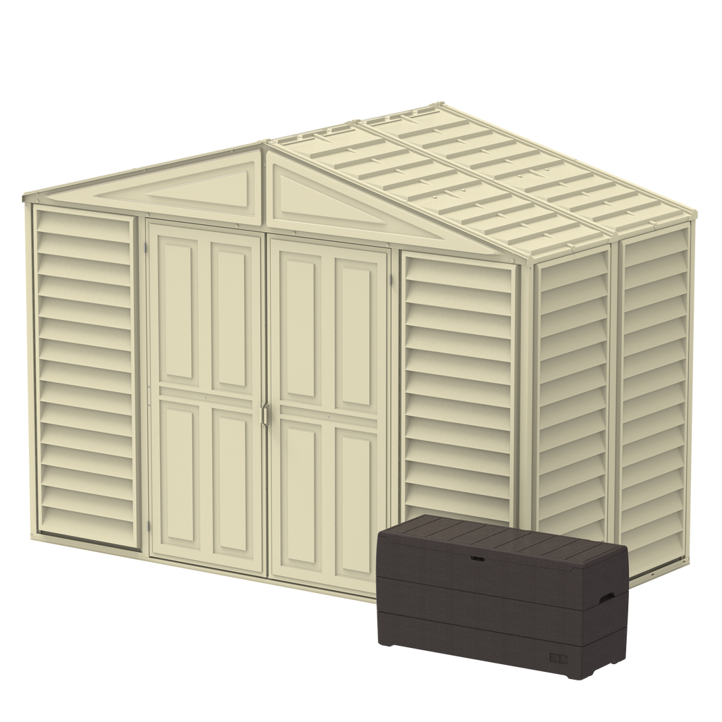 DuraMax 10.5ft x 5ft Woodbridge Plastic Vinyl Shed with Foundation Kit 00283
