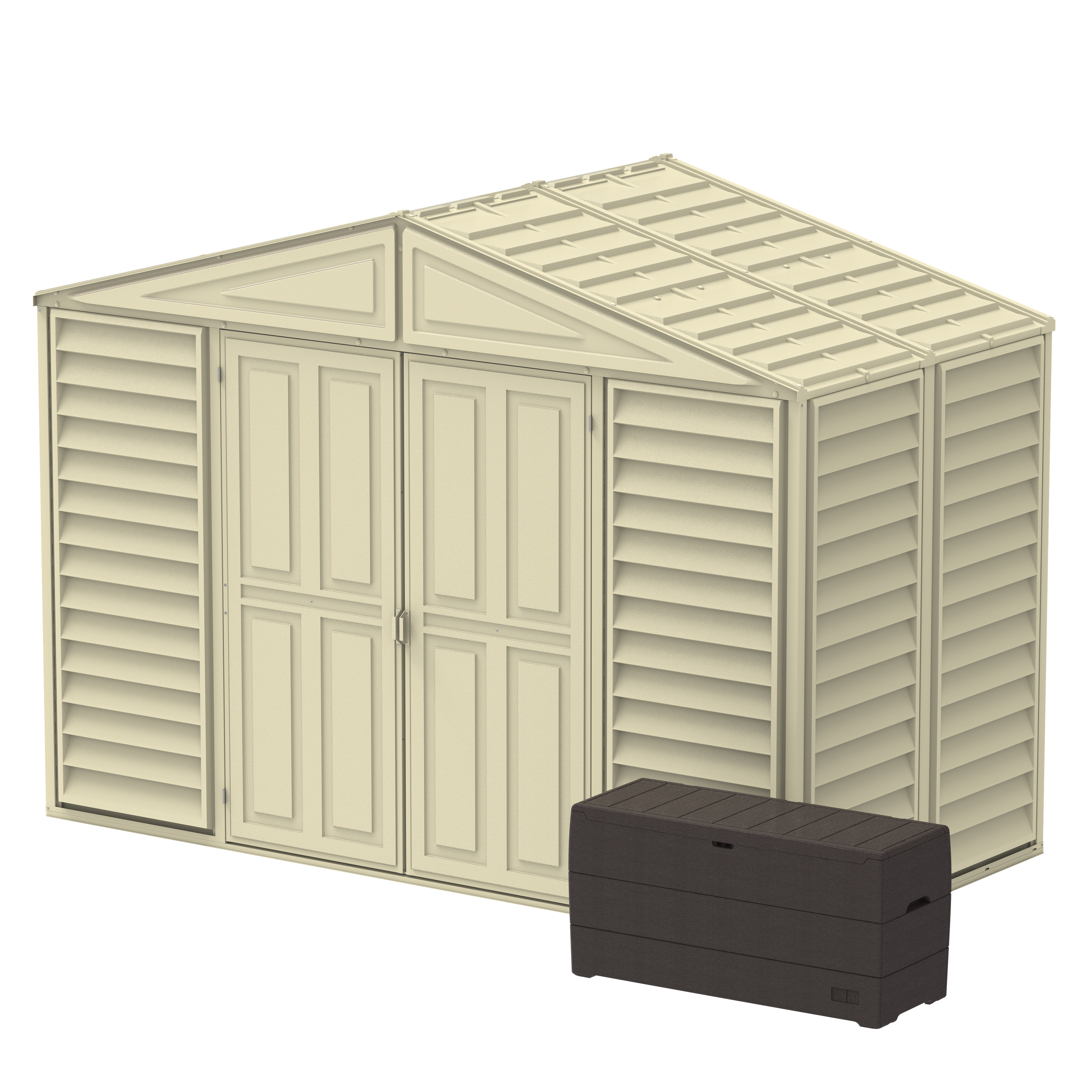 DuraMax 10.5ft x 5ft Woodbridge Plastic Vinyl Shed with Foundation Kit 00283