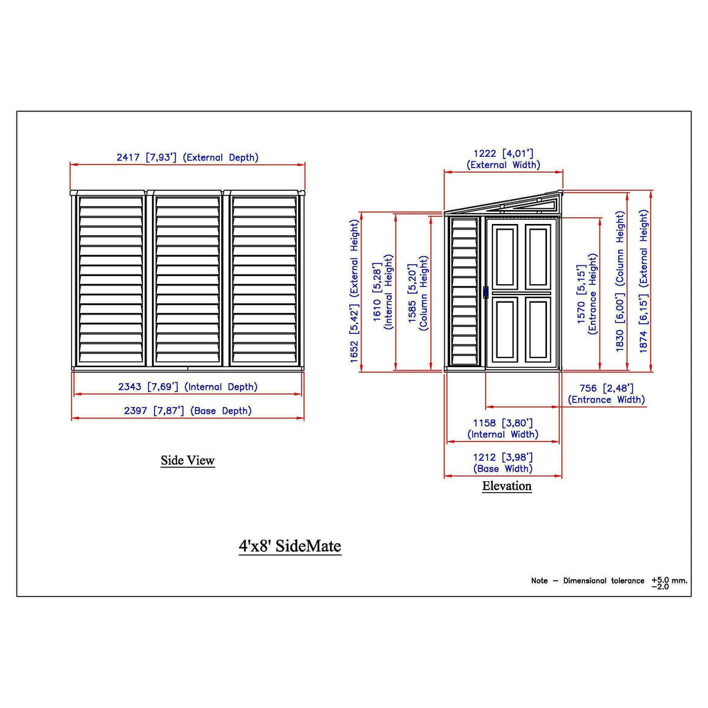 Duramax 4ft x 8ft Sidemate Plastic Vinyl Resin Outdoor Storage Shed With Foundation Kit 06625