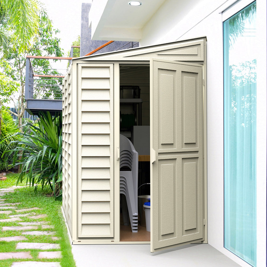 Duramax 4ft x 8ft Sidemate Plastic Vinyl Resin Outdoor Storage Shed With Foundation Kit 06625