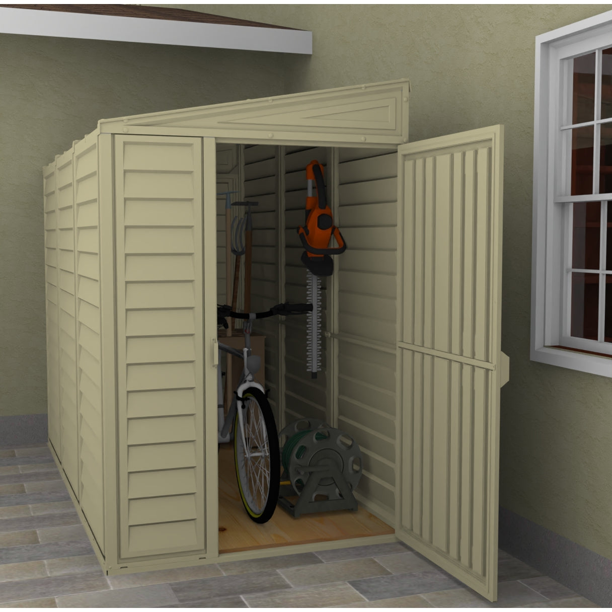 Duramax 4ft x 8ft Sidemate Plastic Vinyl Resin Outdoor Storage Shed With Foundation Kit 06625
