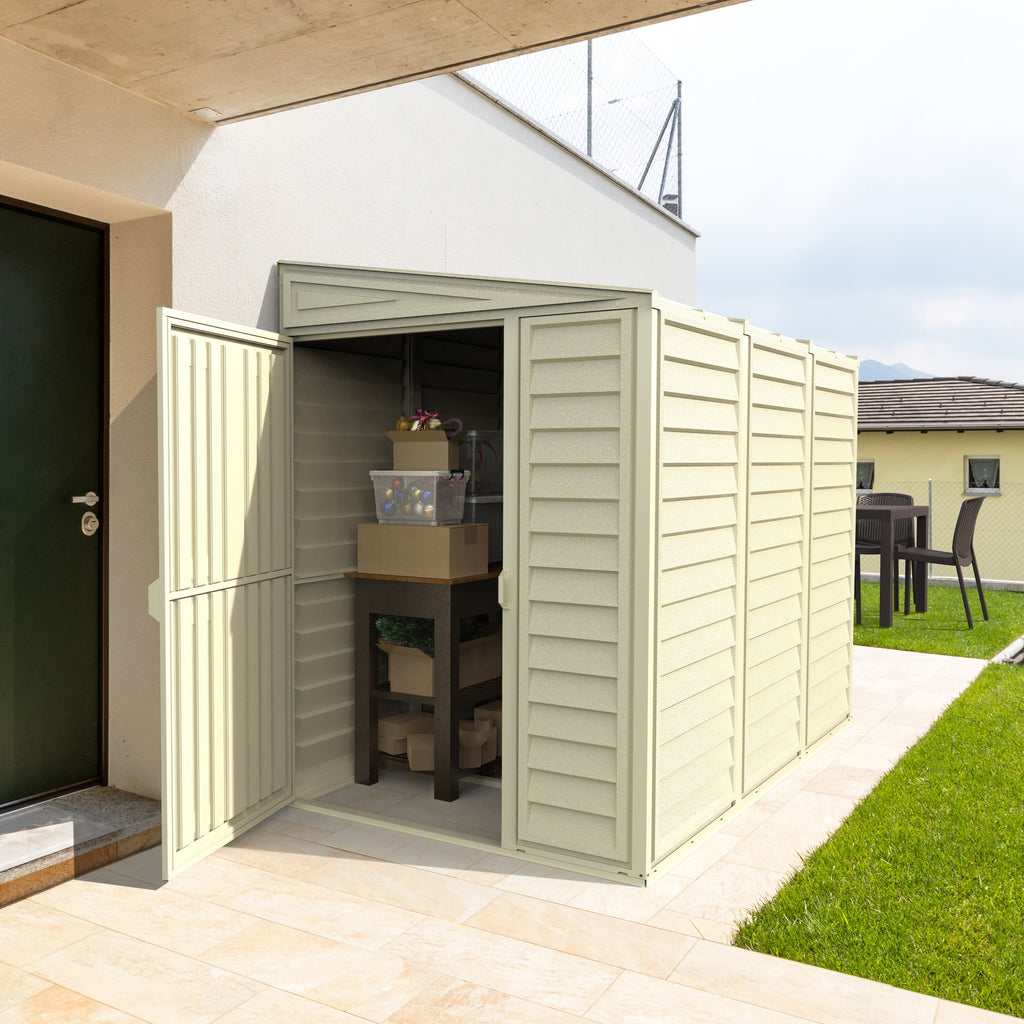 Duramax 4ft x 8ft Sidemate Plastic Vinyl Resin Outdoor Storage Shed With Foundation Kit 06625
