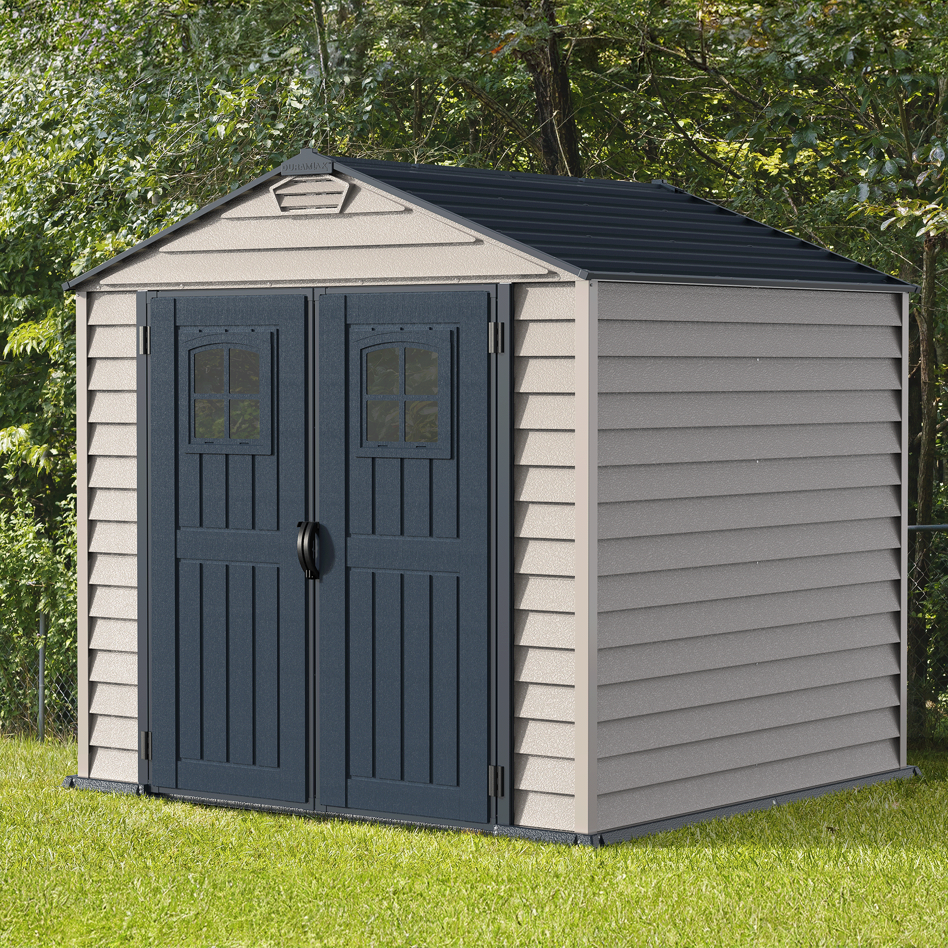 DuraMax 7ft x 7ft StoreMax Plus Plastic Vinyl Shed with Molded Floor 30325