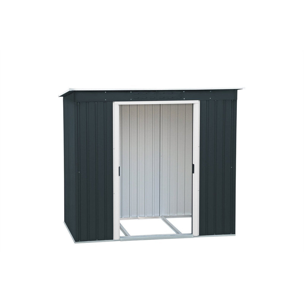 Duramax 8ft x 4ft Pent Roof Shed Dark Gray with OffWhite Trim