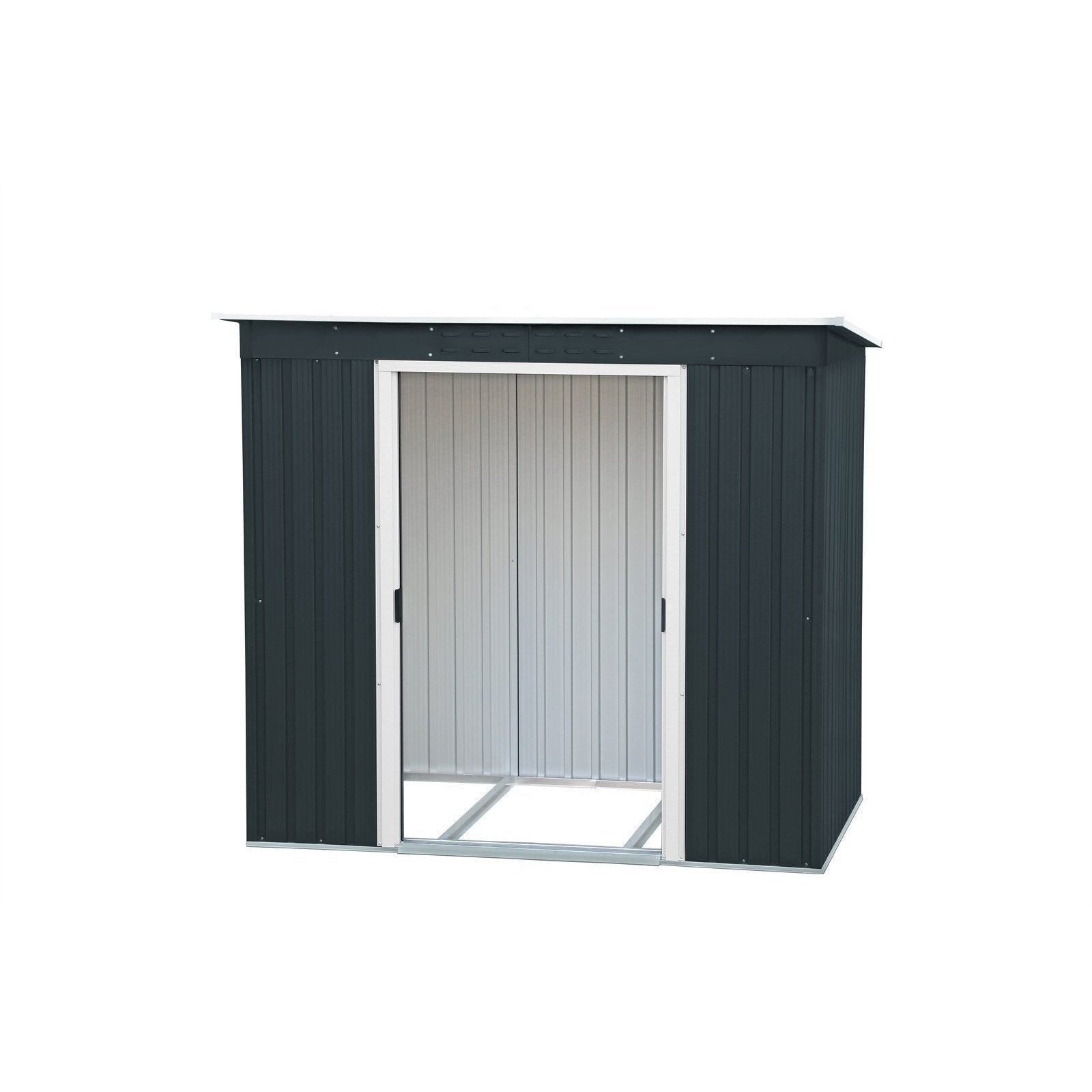Duramax 8ft x 4ft Pent Roof Shed Dark Gray with OffWhite Trim