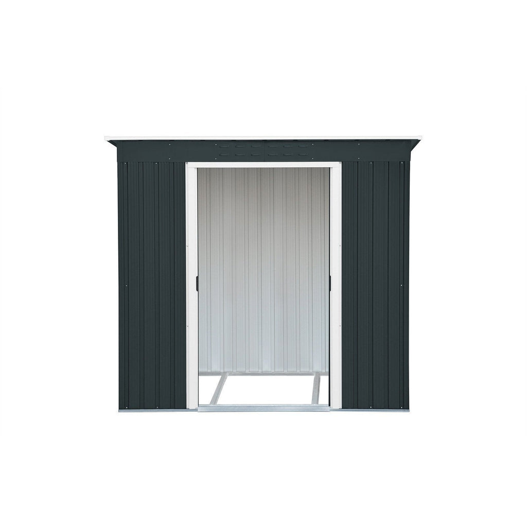 Duramax 8ft x 4ft Pent Roof Shed Dark Gray with OffWhite Trim