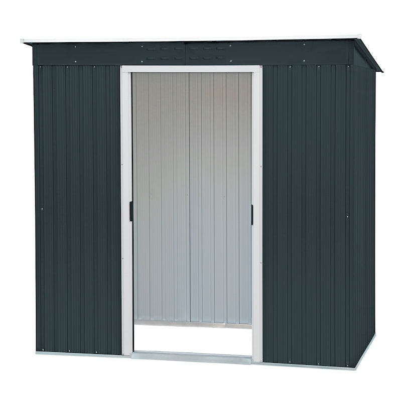 Duramax 8ft x 4ft Pent Roof Shed Dark Gray with OffWhite Trim