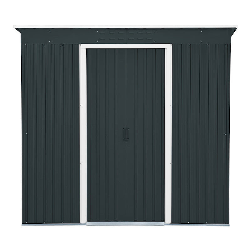 Duramax 8ft x 4ft Pent Roof Shed Dark Gray with OffWhite Trim