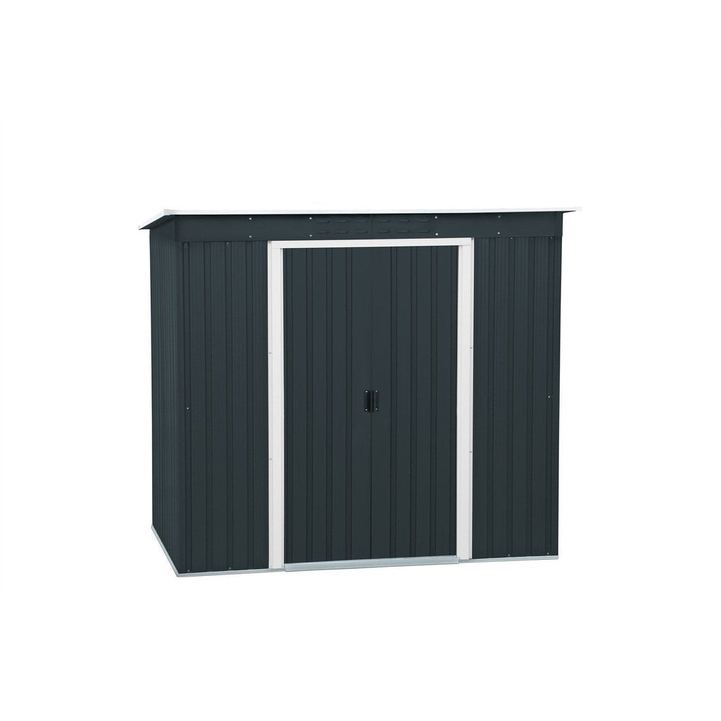 Duramax 8ft x 4ft Pent Roof Shed Dark Gray with OffWhite Trim
