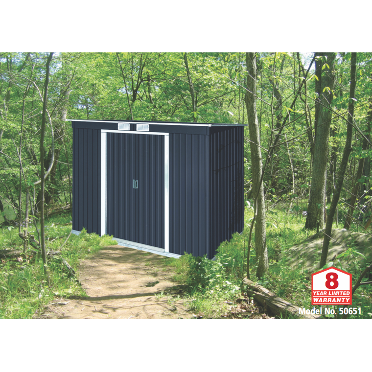 Duramax 8ft x 4ft Pent Roof Shed Dark Gray with OffWhite Trim