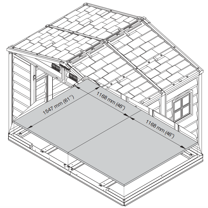 DuraMax 8ft x 5.5ft Storeall Plastic Vinyl Shed with Foundation Kit and window 30115