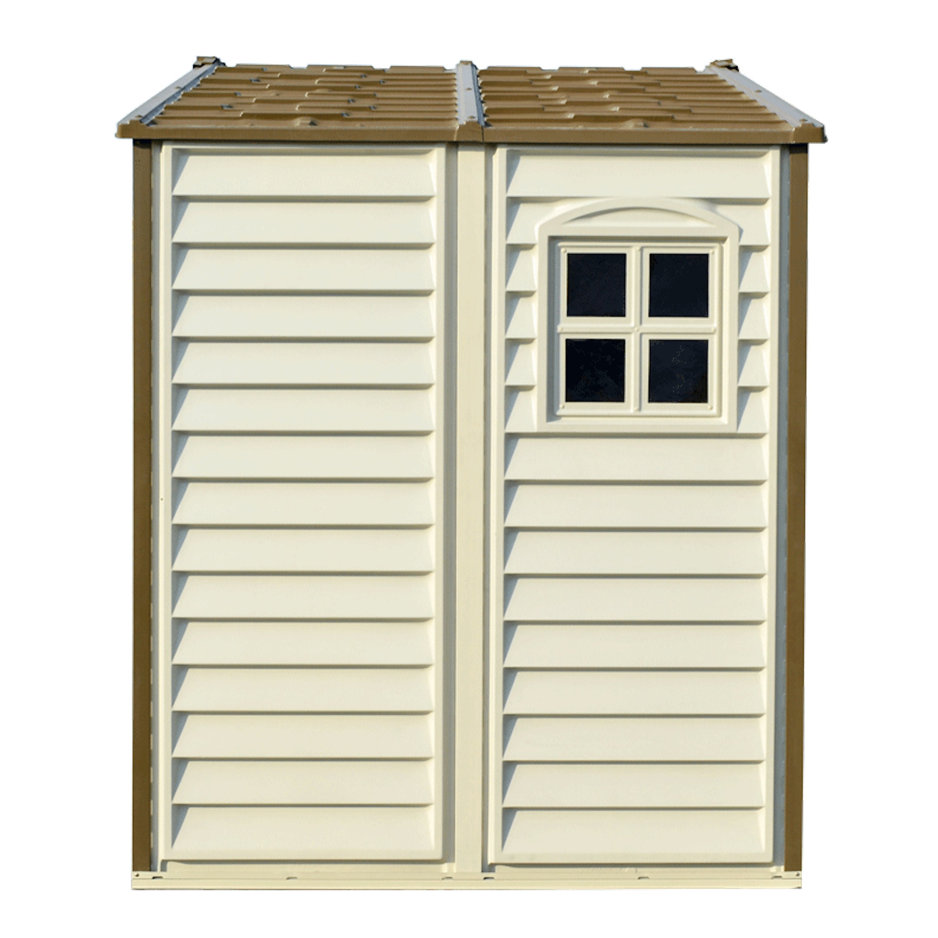 DuraMax 8ft x 5.5ft Storeall Plastic Vinyl Shed with Foundation Kit and window 30115