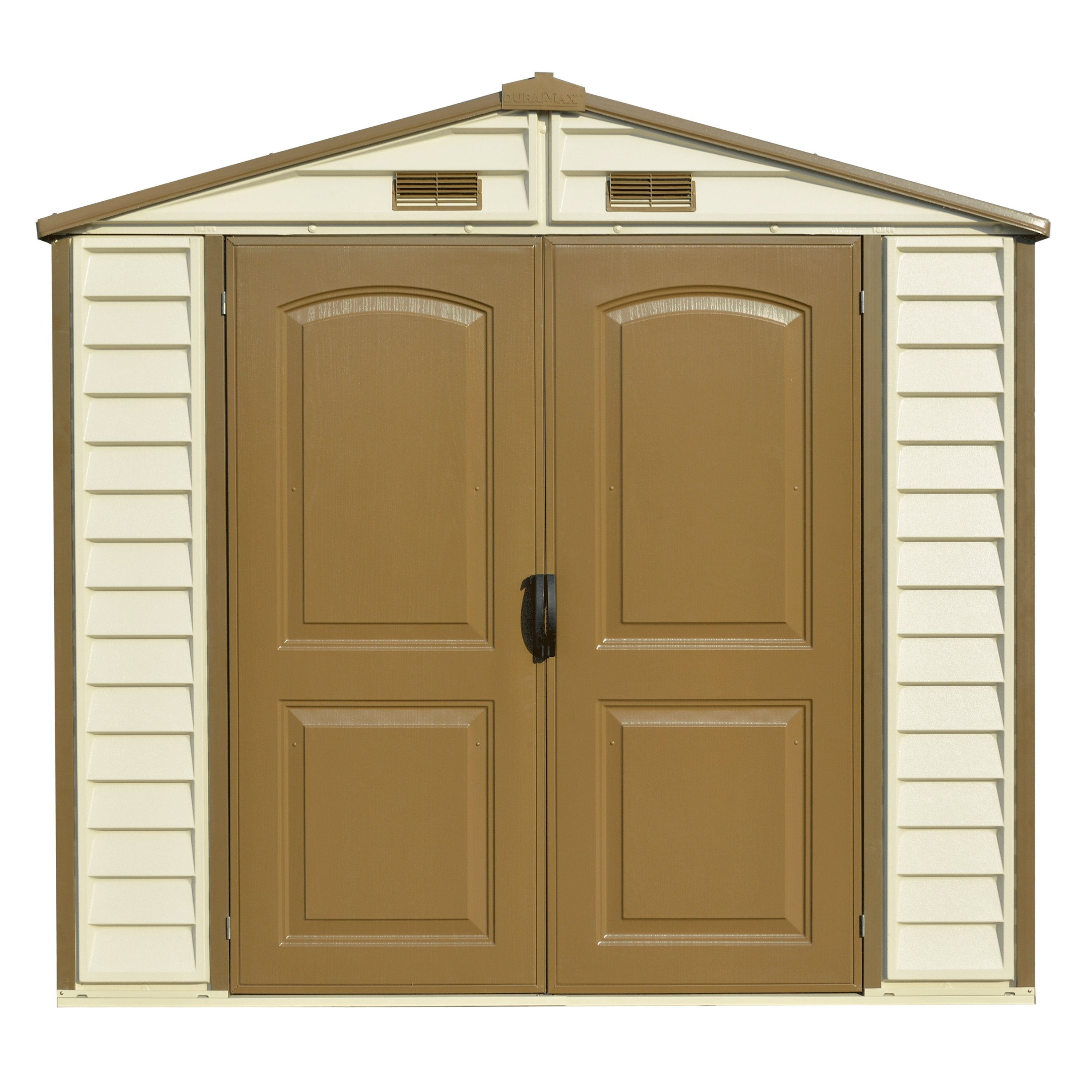 DuraMax 8ft x 5.5ft Storeall Plastic Vinyl Shed with Foundation Kit and window 30115