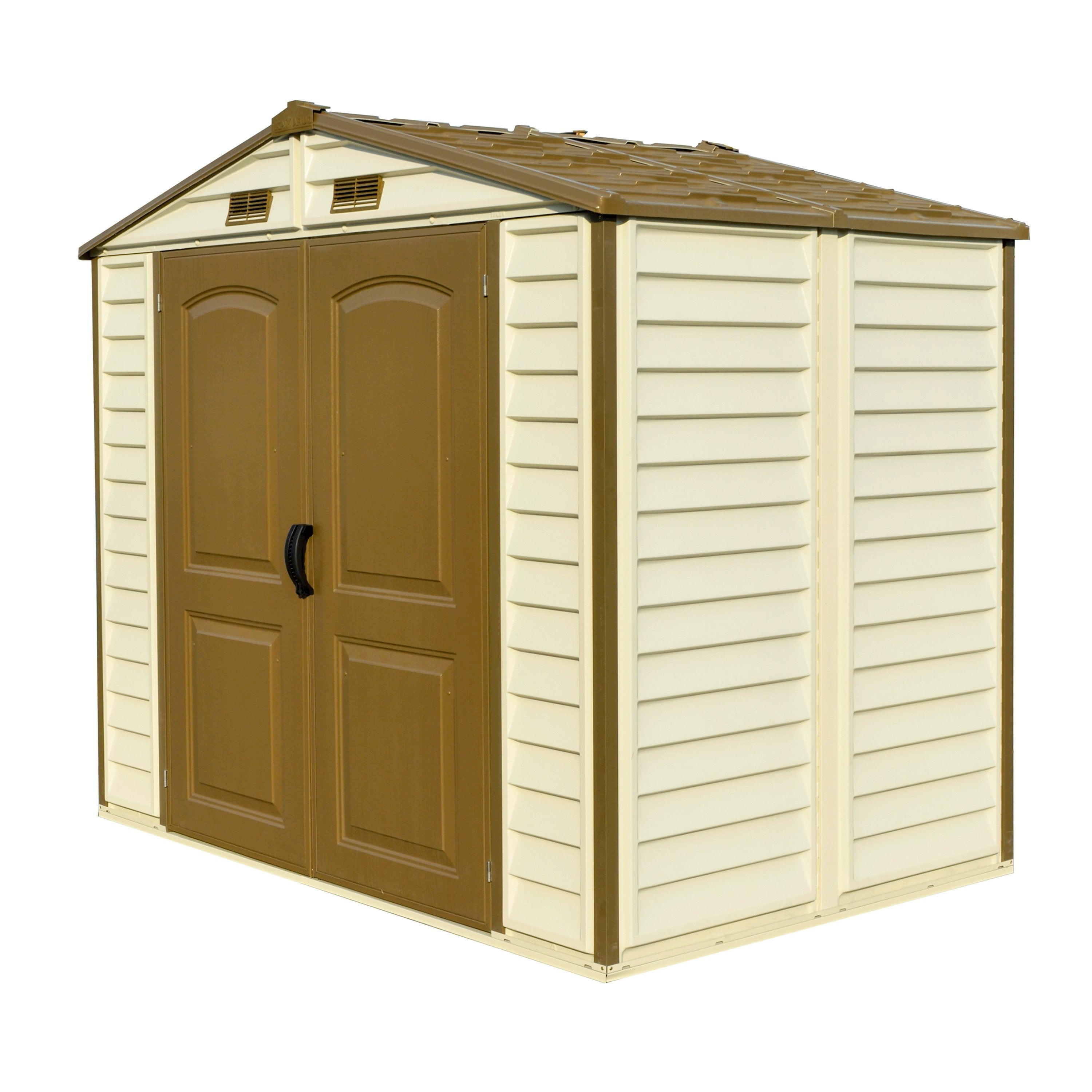 DuraMax 8ft x 5.5ft Storeall Plastic Vinyl Shed with Foundation Kit and window 30115