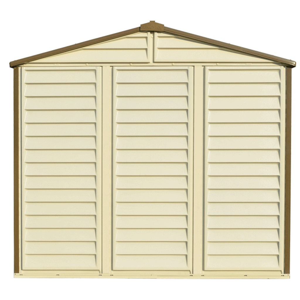 DuraMax 8ft x 5.5ft Storeall Plastic Vinyl Shed with Foundation Kit and window 30115