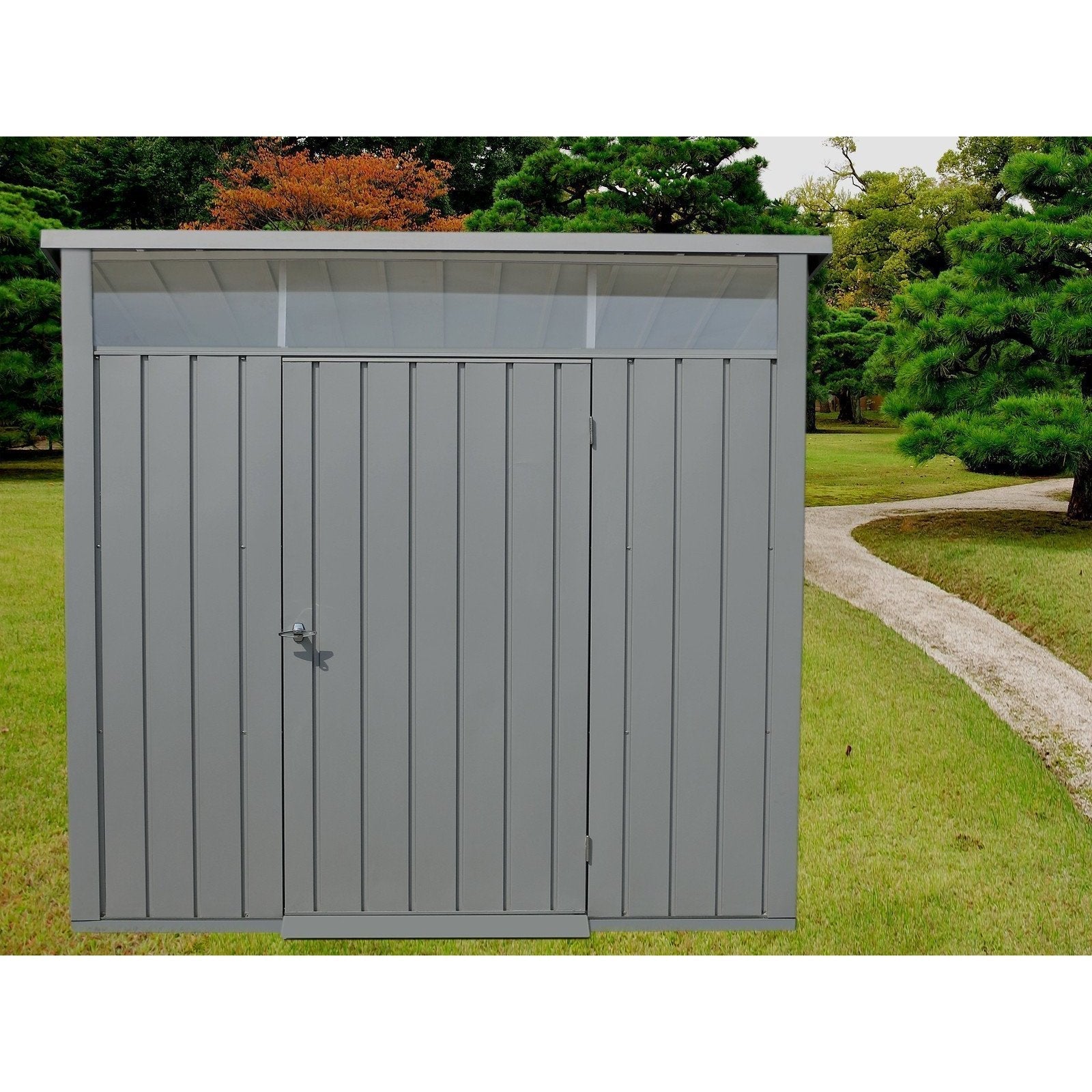 Duramax 8ft x 6ft Palladium Premier Metal Shed Light Gray 41372