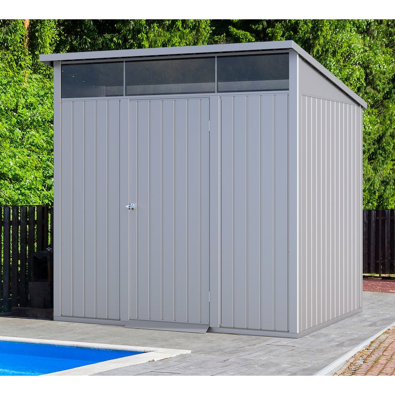 Duramax 8ft x 6ft Palladium Premier Metal Shed Light Gray 41372