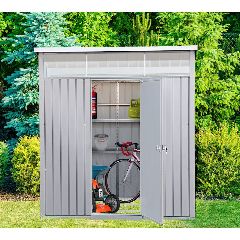 Duramax 8ft x 6ft Palladium Premier Metal Shed Light Gray 41372