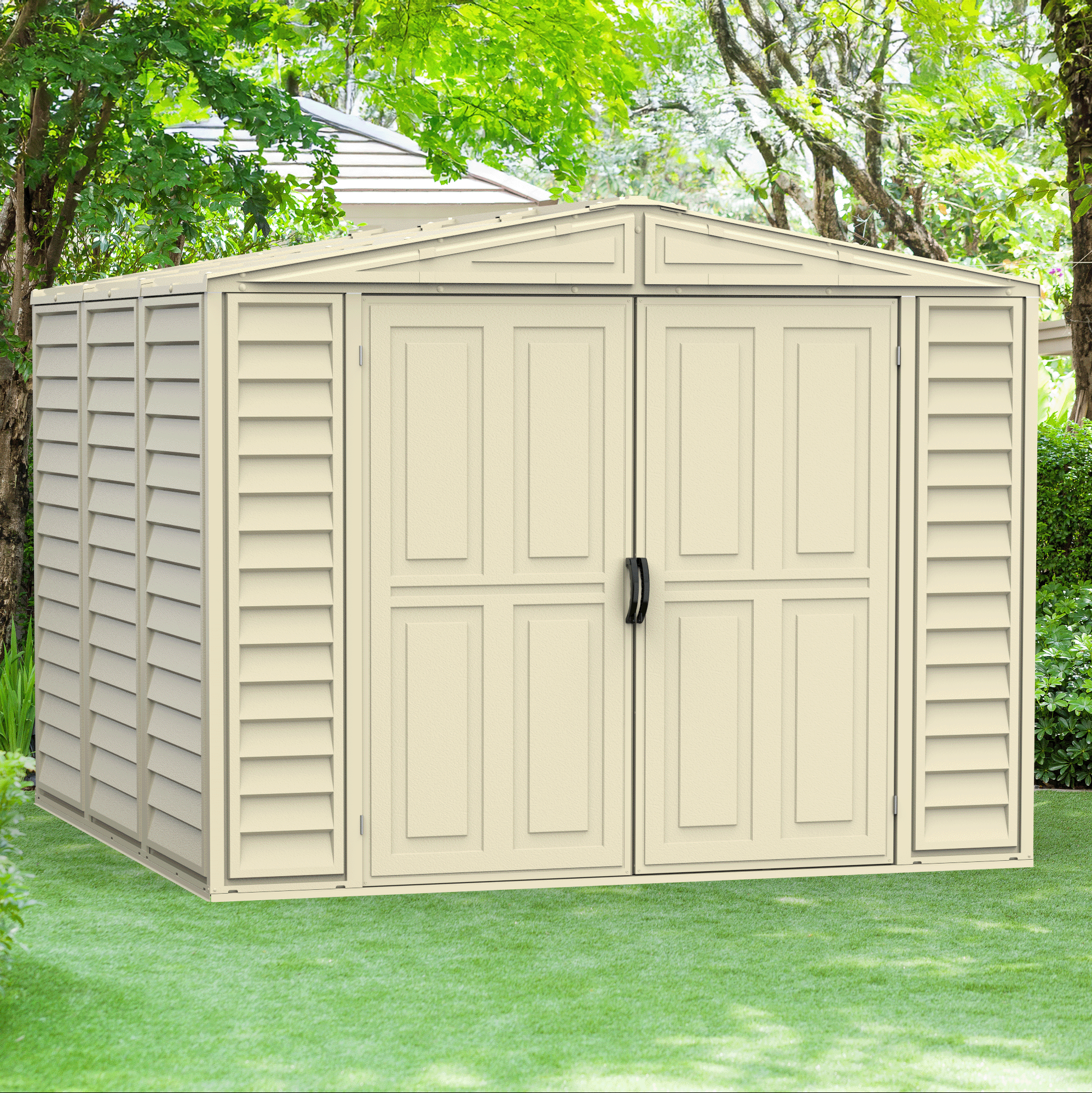 Duramax 8ft x 8ft Duramate Plastic Vinyl Shed with Foundation Kit 00384