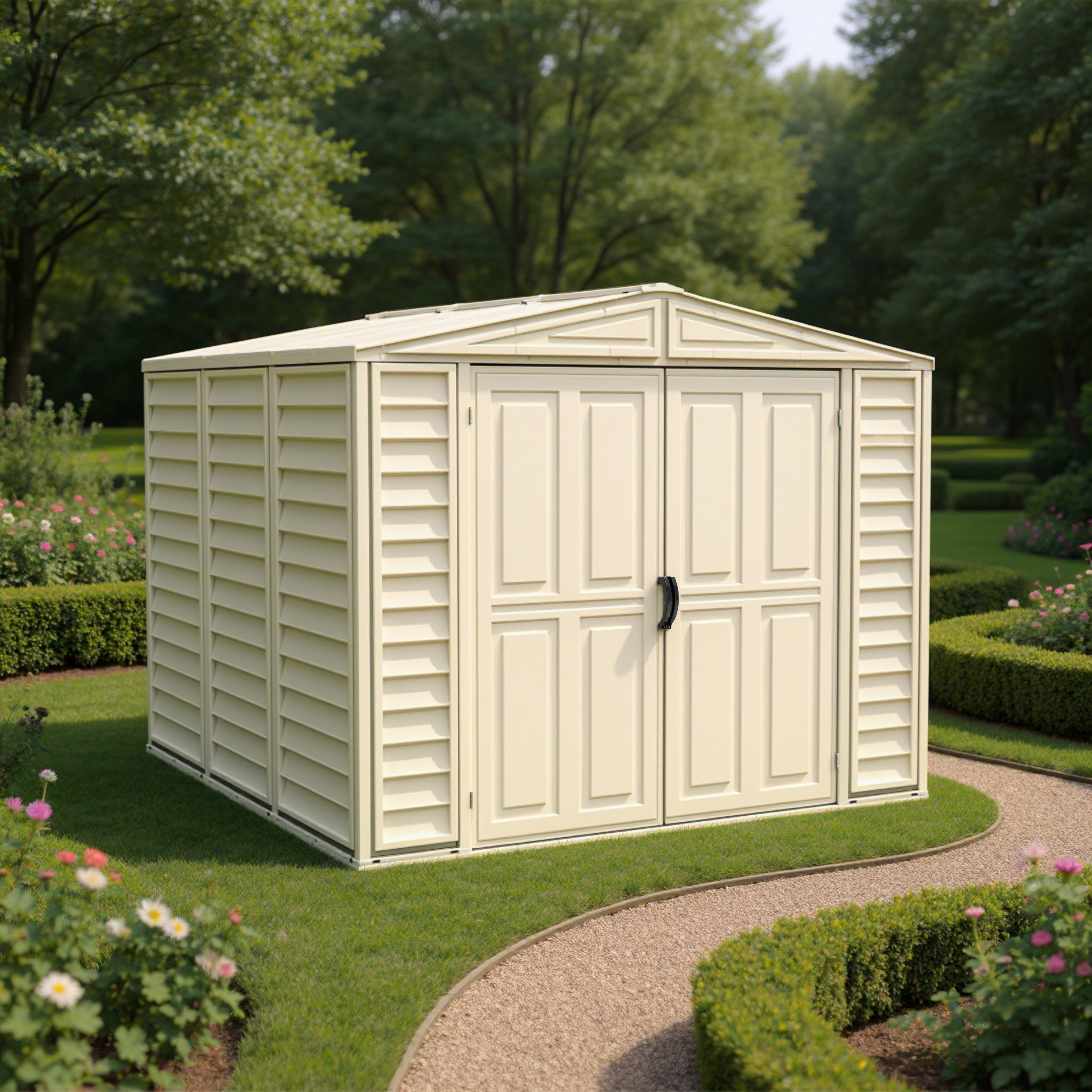 Duramax 8ft x 8ft Duramate Plastic Vinyl Shed with Foundation Kit 00384