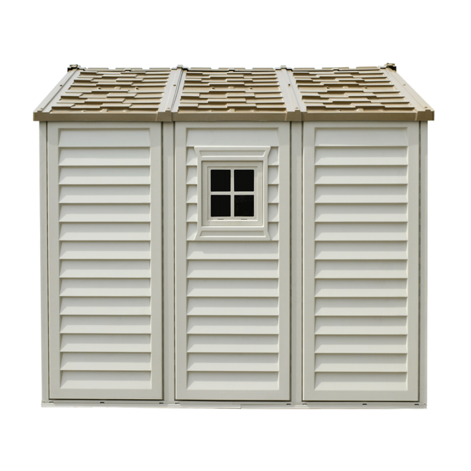 DuraMax 8ft x 8ft DuraPlus Plastic Vinyl Shed Kit with Foundation and Window 30114