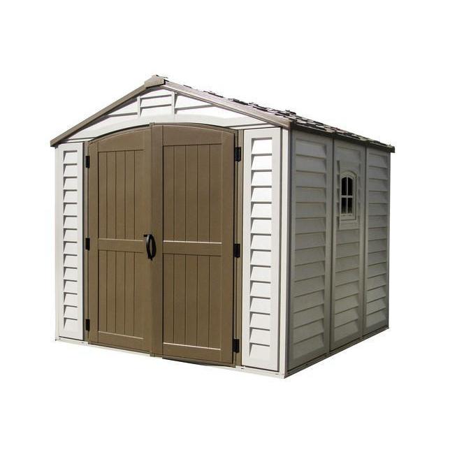 DuraMax 8ft x 8ft DuraPlus Plastic Vinyl Shed Kit with Foundation and Window 30114