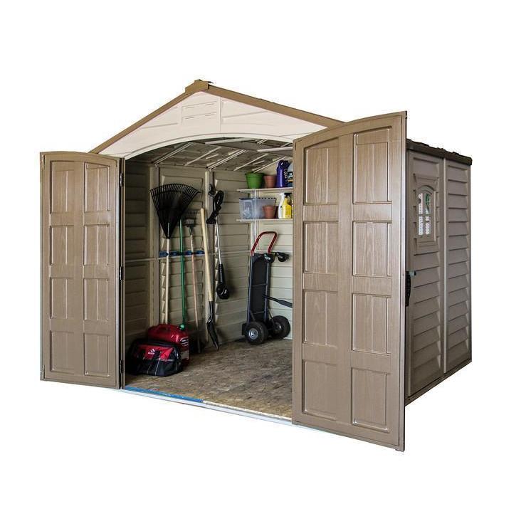 DuraMax 8ft x 8ft DuraPlus Plastic Vinyl Shed Kit with Foundation and Window 30114