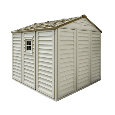 DuraMax 8ft x 8ft DuraPlus Plastic Vinyl Shed Kit with Foundation and Window 30114