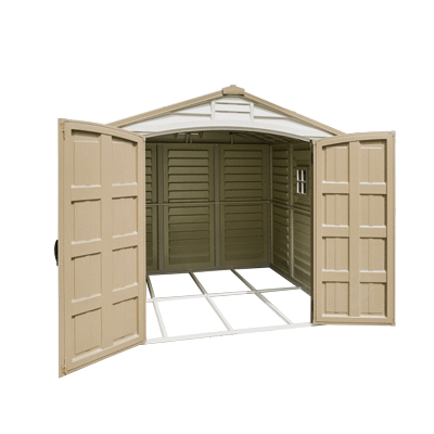 DuraMax 8ft x 8ft DuraPlus Plastic Vinyl Shed Kit with Foundation and Window 30114