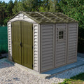 DuraMax 8ft x 8ft DuraPlus Plastic Vinyl Shed Kit with Foundation and Window 30114