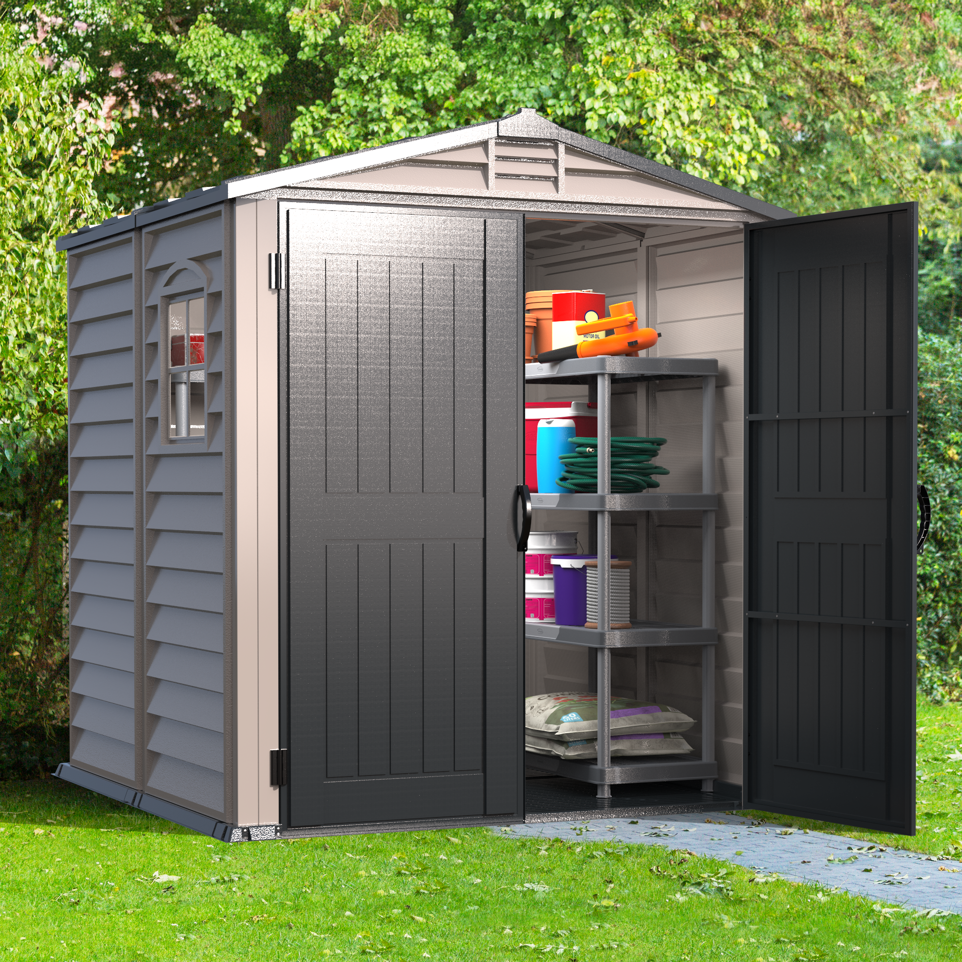 DuraMax 6ft x6ft Storemate Plus Plastic Vinyl Shed with Molded Floor 30425