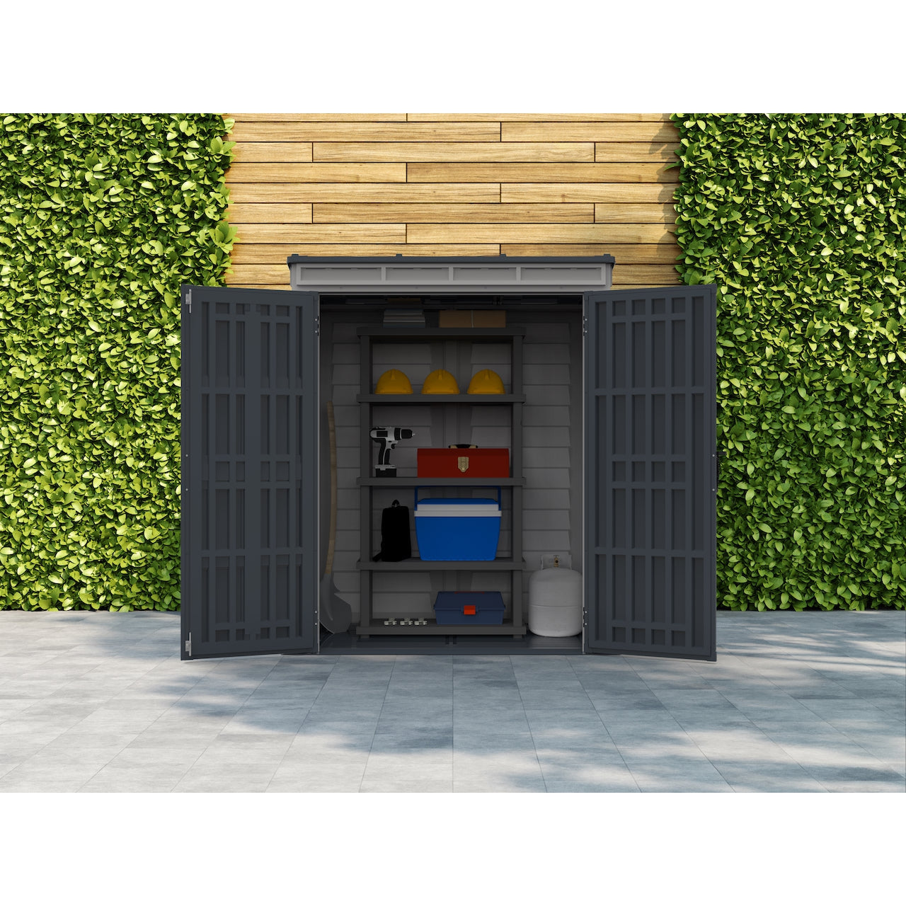 Duramax YardMate Plus Pent 5 ft. 6 in. x 3 ft. Gray Plastic Vinyl Storage Shed with Molded Floor 05325