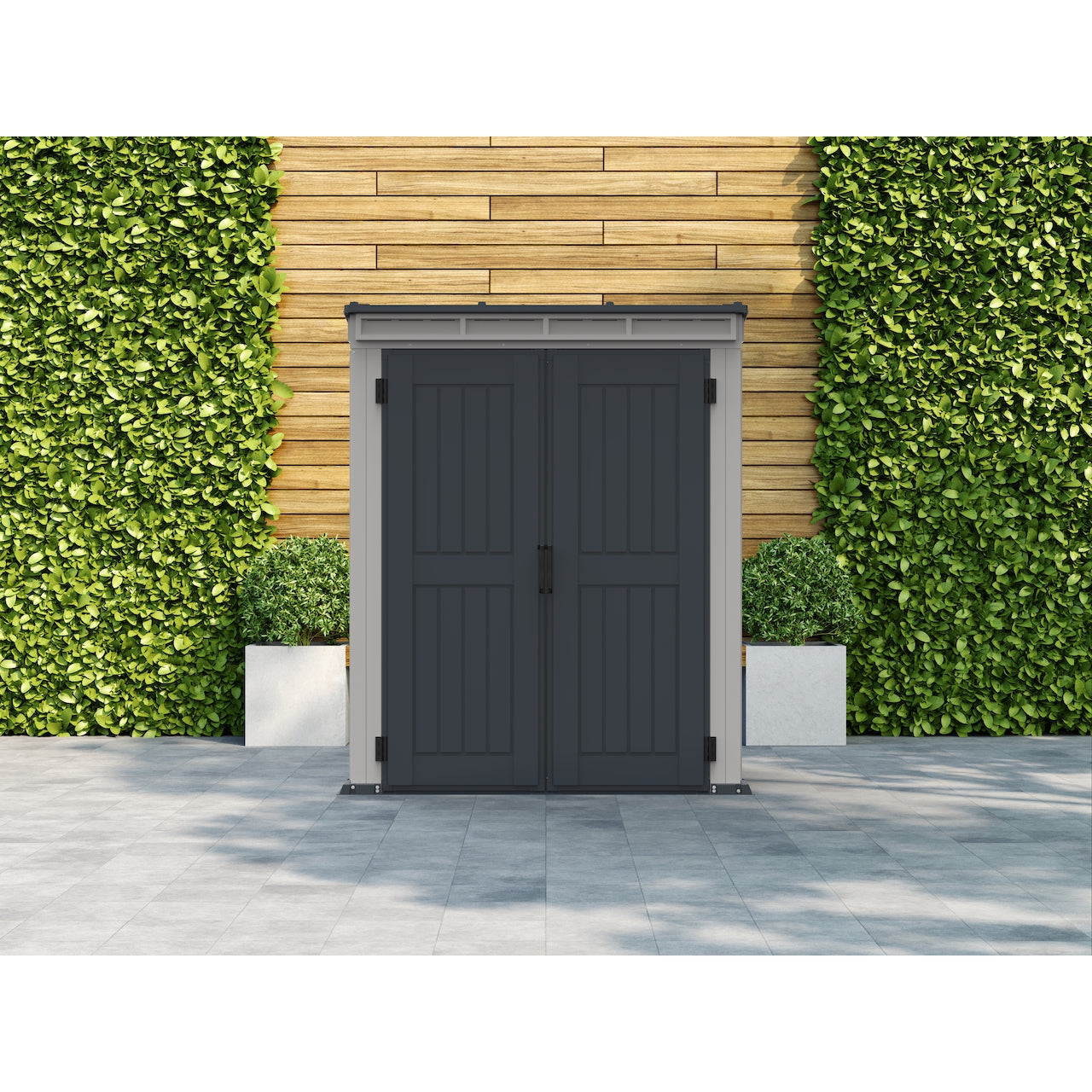 Duramax YardMate Plus Pent 5 ft. 6 in. x 3 ft. Gray Plastic Vinyl Storage Shed with Molded Floor 05325