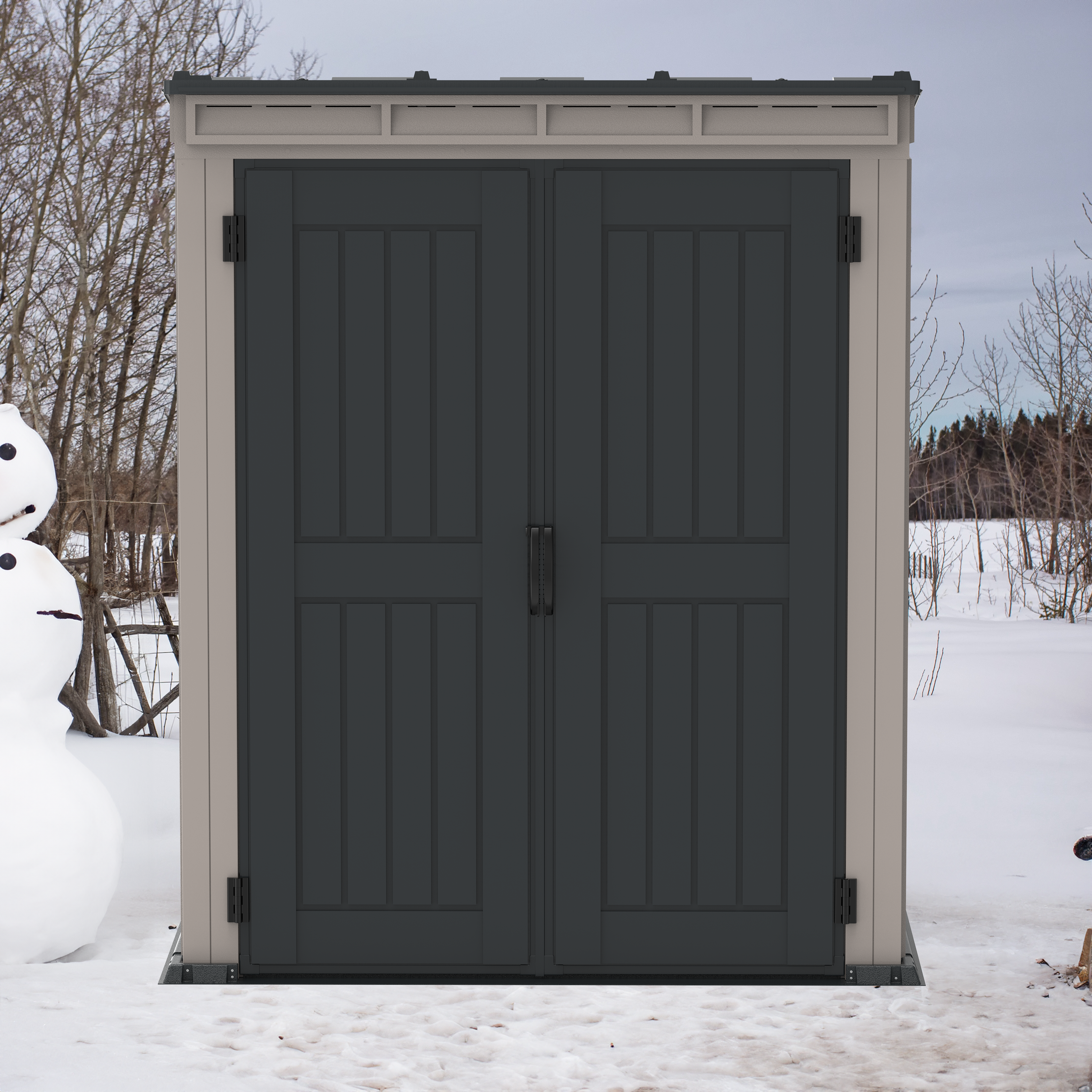 Duramax YardMate Plus Pent 5 ft. 6 in. x 3 ft. Gray Plastic Vinyl Storage Shed with Molded Floor 05325