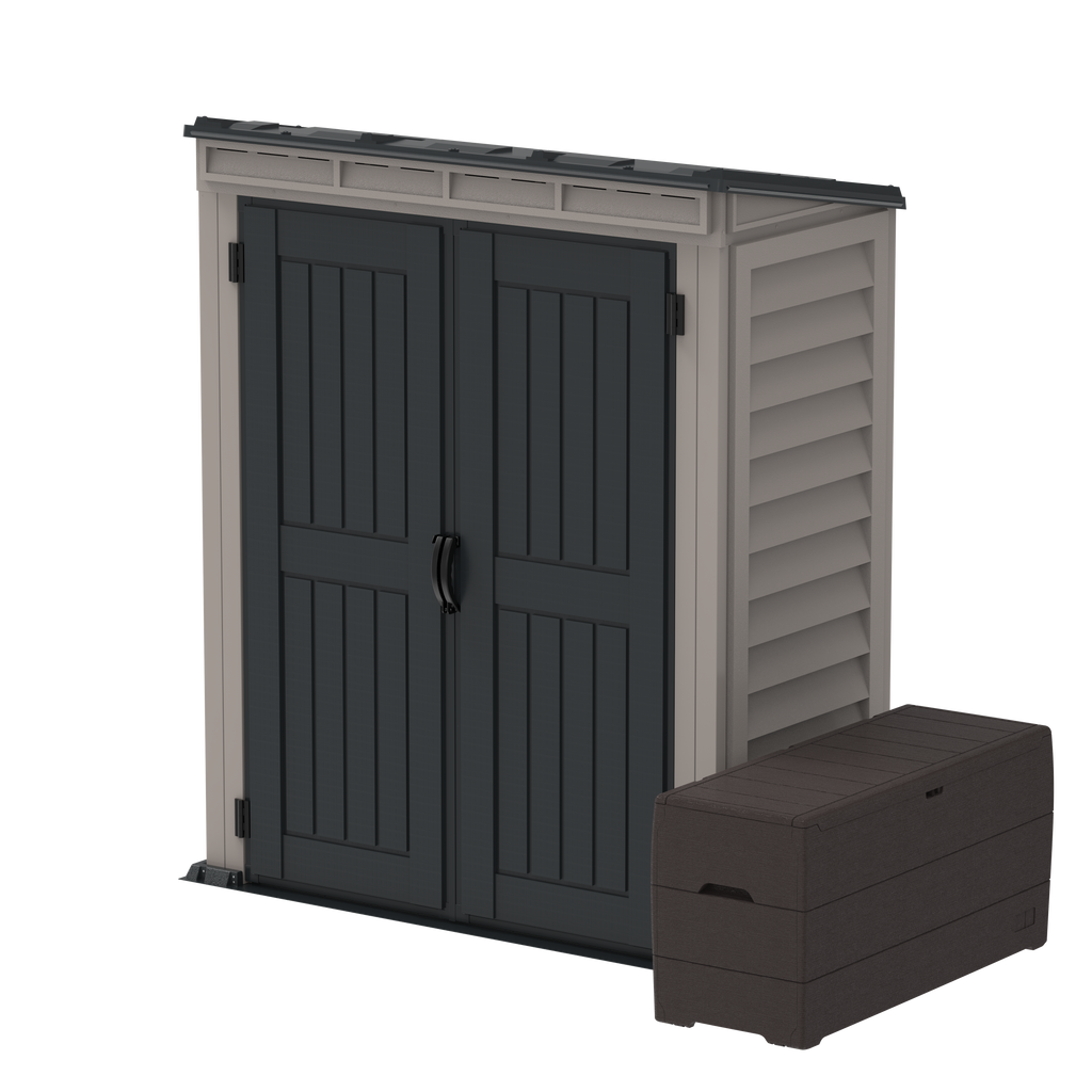Duramax YardMate Plus Pent 5 ft. 6 in. x 3 ft. Gray Plastic Vinyl Storage Shed with Molded Floor 05325