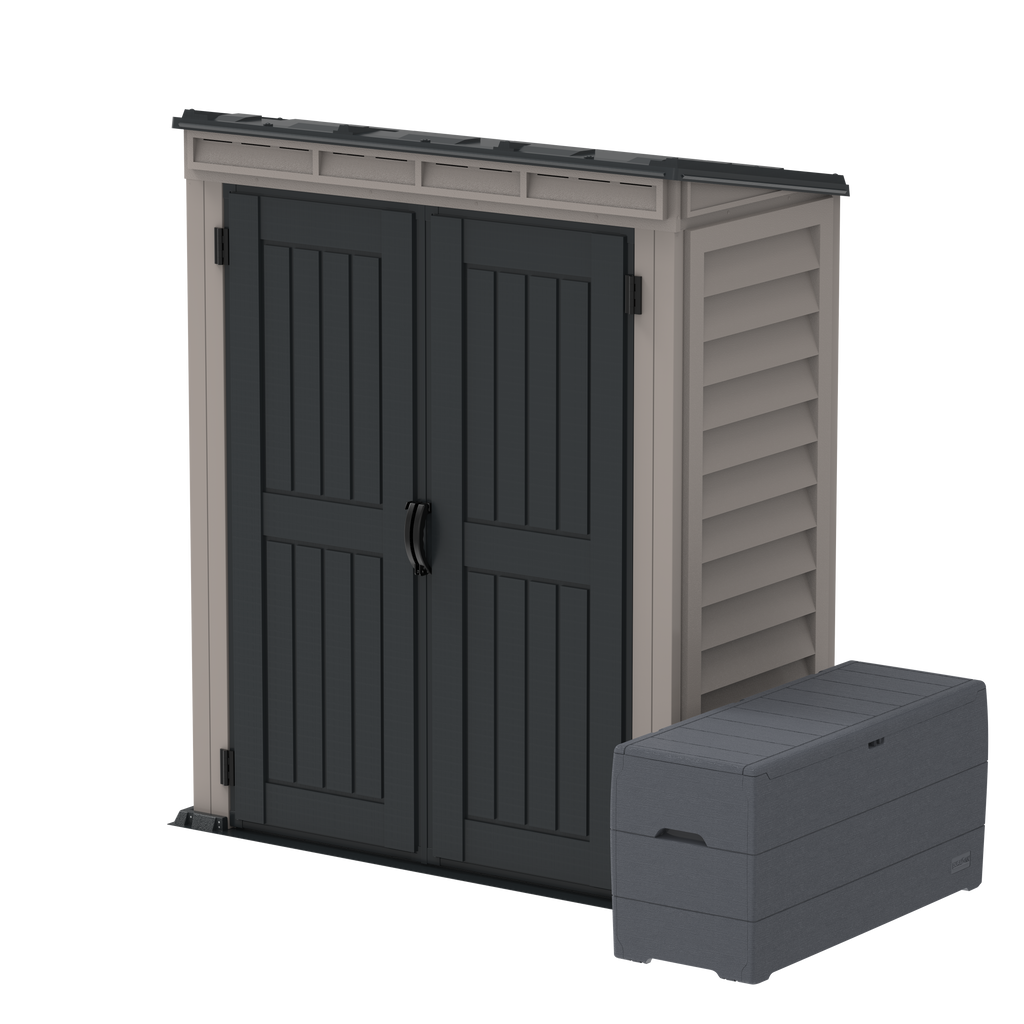 Duramax YardMate Plus Pent 5 ft. 6 in. x 3 ft. Gray Plastic Vinyl Storage Shed with Molded Floor 05325