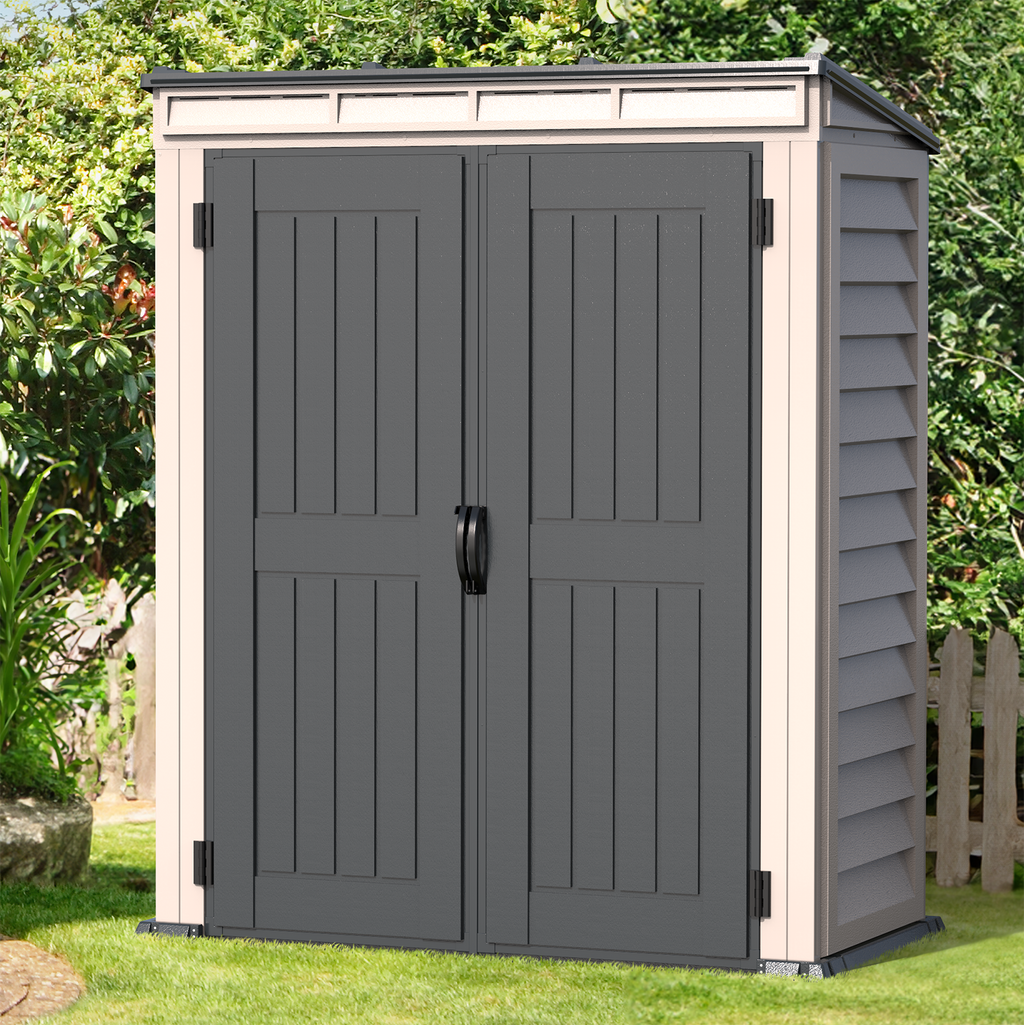 Duramax YardMate Plus Pent 5 ft. 6 in. x 3 ft. Gray Plastic Vinyl Storage Shed with Molded Floor 05325