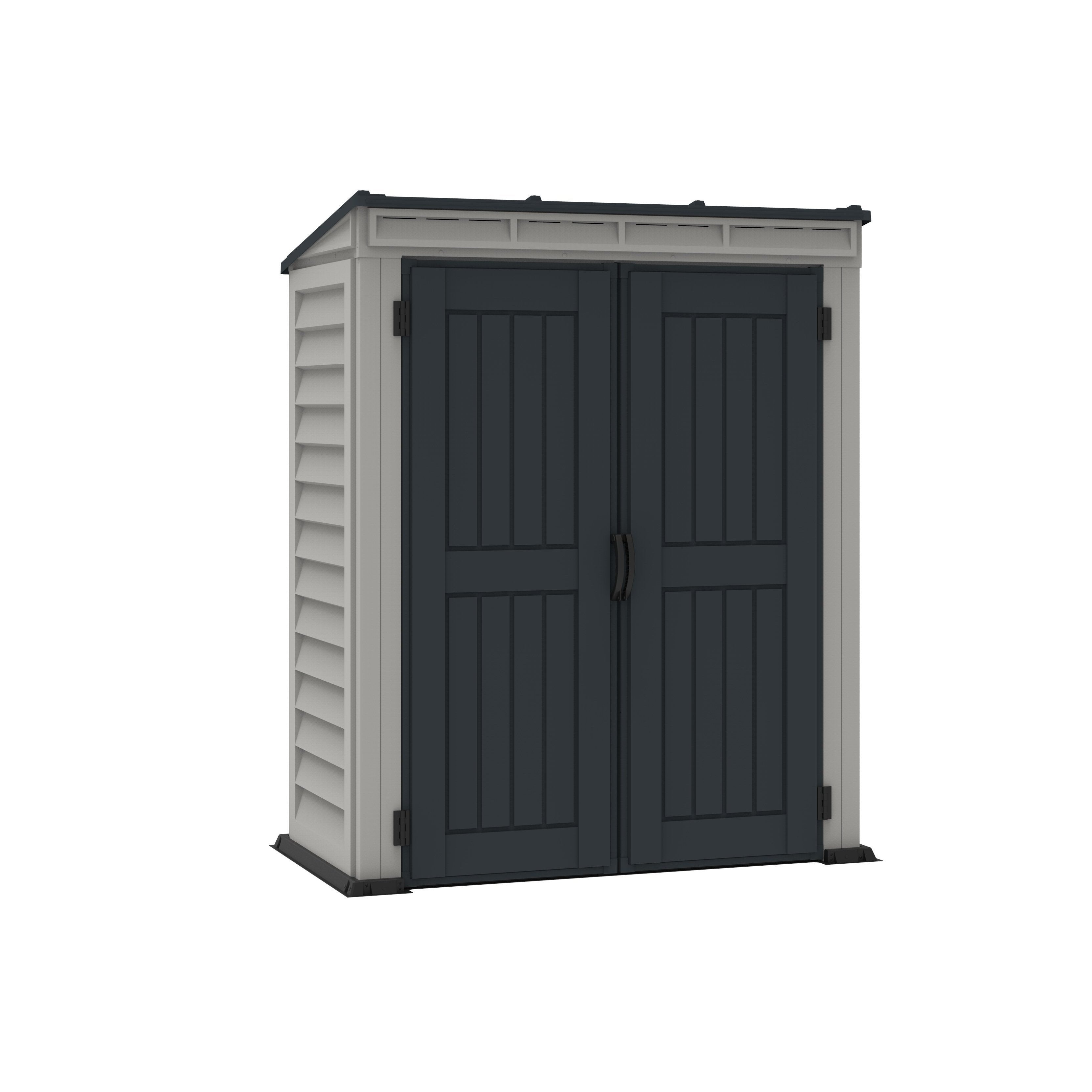 Duramax YardMate Plus Pent 5 ft. 6 in. x 3 ft. Gray Plastic Vinyl Storage Shed with Molded Floor 05325