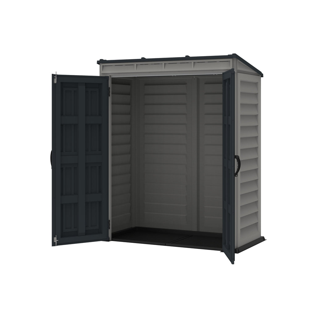 Duramax YardMate Plus Pent 5 ft. 6 in. x 3 ft. Gray Plastic Vinyl Storage Shed with Molded Floor 05325