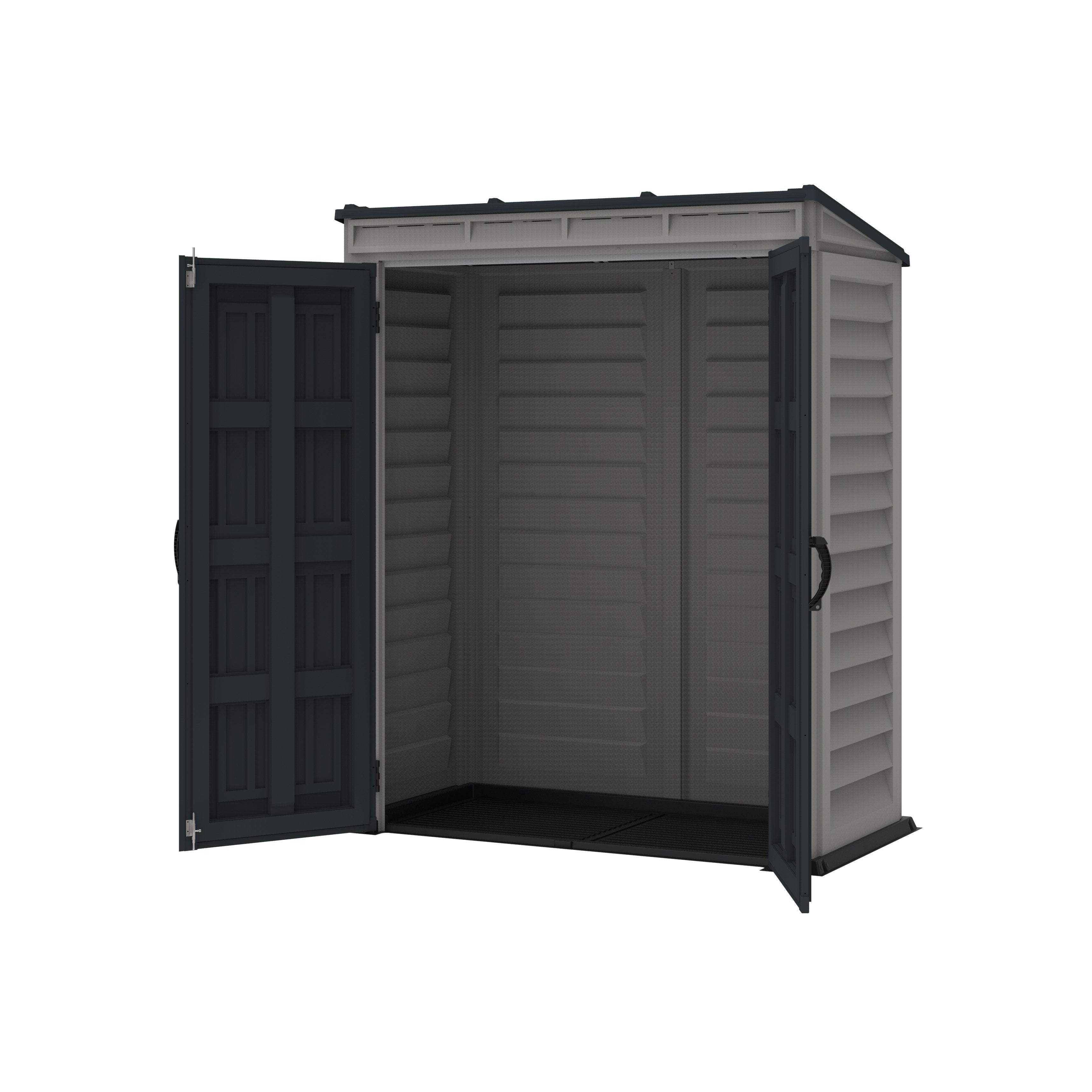 Duramax YardMate Plus Pent 5 ft. 6 in. x 3 ft. Gray Plastic Vinyl Storage Shed with Molded Floor 05325