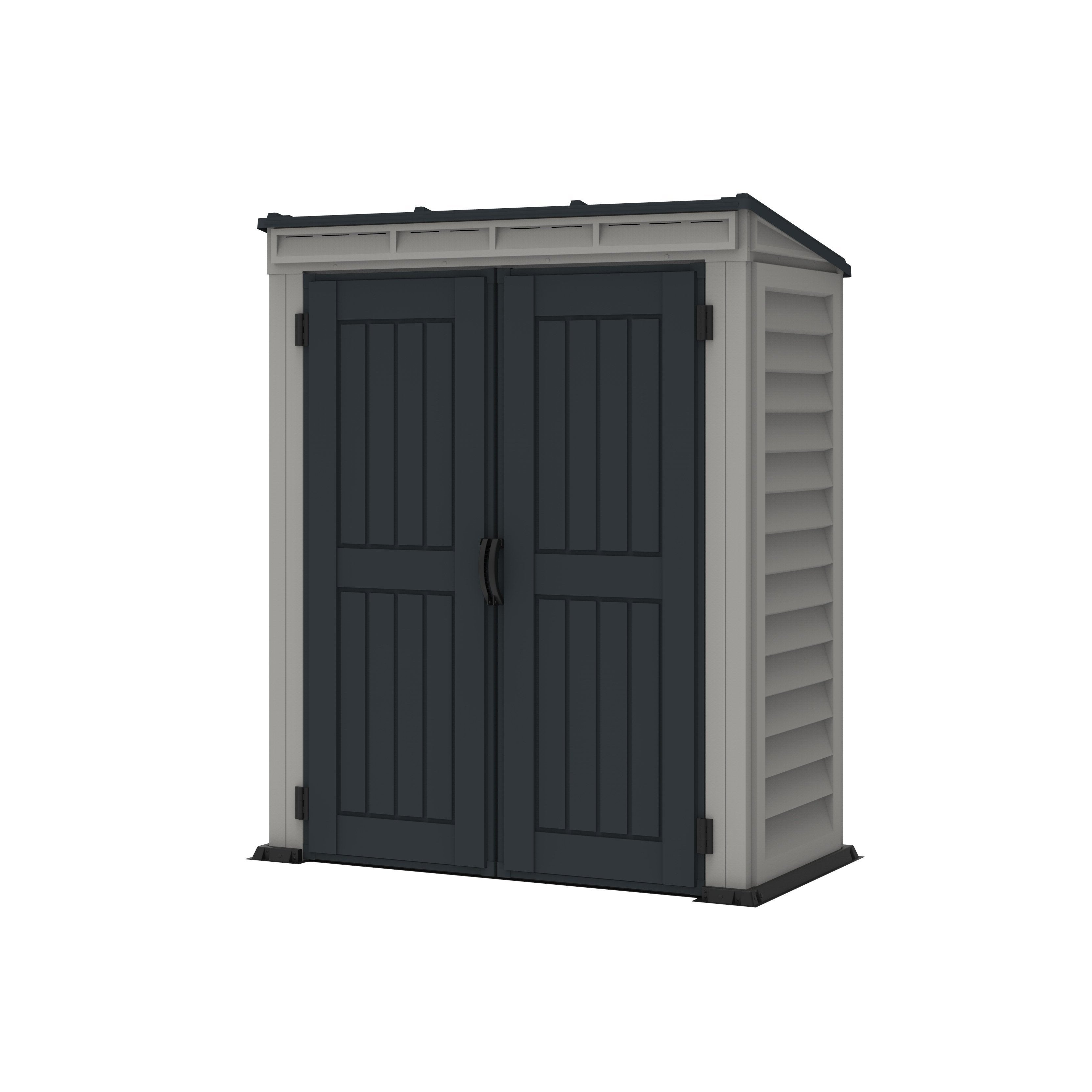 Duramax YardMate Plus Pent 5 ft. 6 in. x 3 ft. Gray Plastic Vinyl Storage Shed with Molded Floor 05325