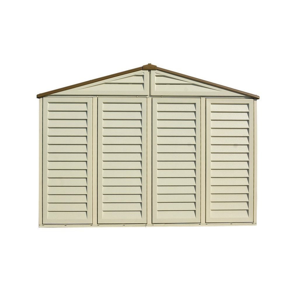 DuraMax 10.5 ft x 8ft Woodbridge Plus Plastic Vinyl Shed w/ Foundation Kit & Window 40214