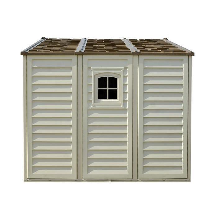 DuraMax 10.5 ft x 8ft Woodbridge Plus Plastic Vinyl Shed w/ Foundation Kit & Window 40214