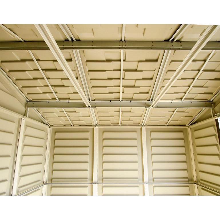 DuraMax 10.5 ft x 8ft Woodbridge Plus Plastic Vinyl Shed w/ Foundation Kit & Window 40214